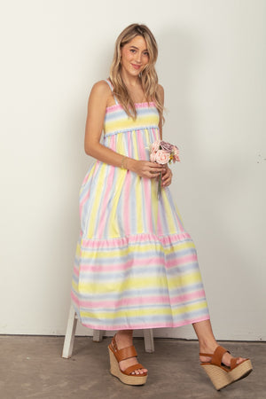 Striped Woven Smocked Midi Cami Dress - Sydney So Sweet