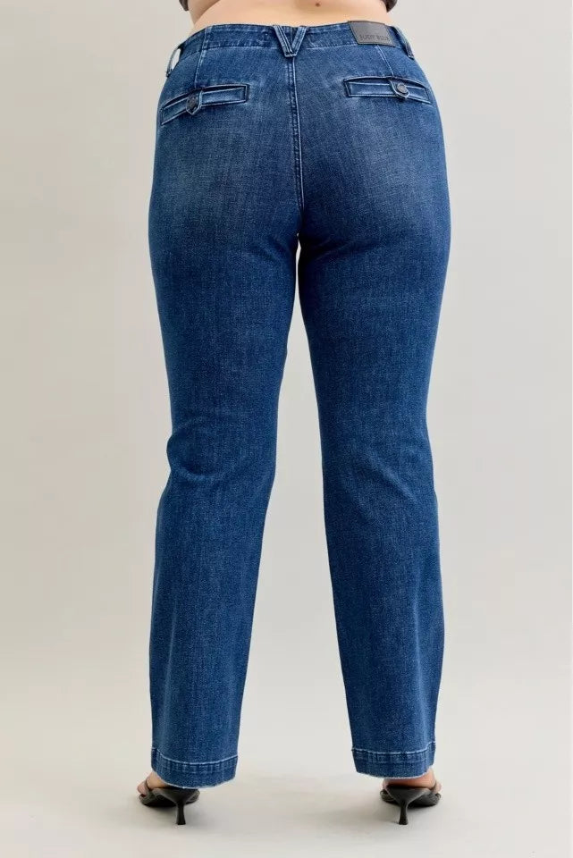 Judy Blue Full Size Mid Rise Bootcut Jeans with Welt Pockets Plus Size - Sydney So Sweet