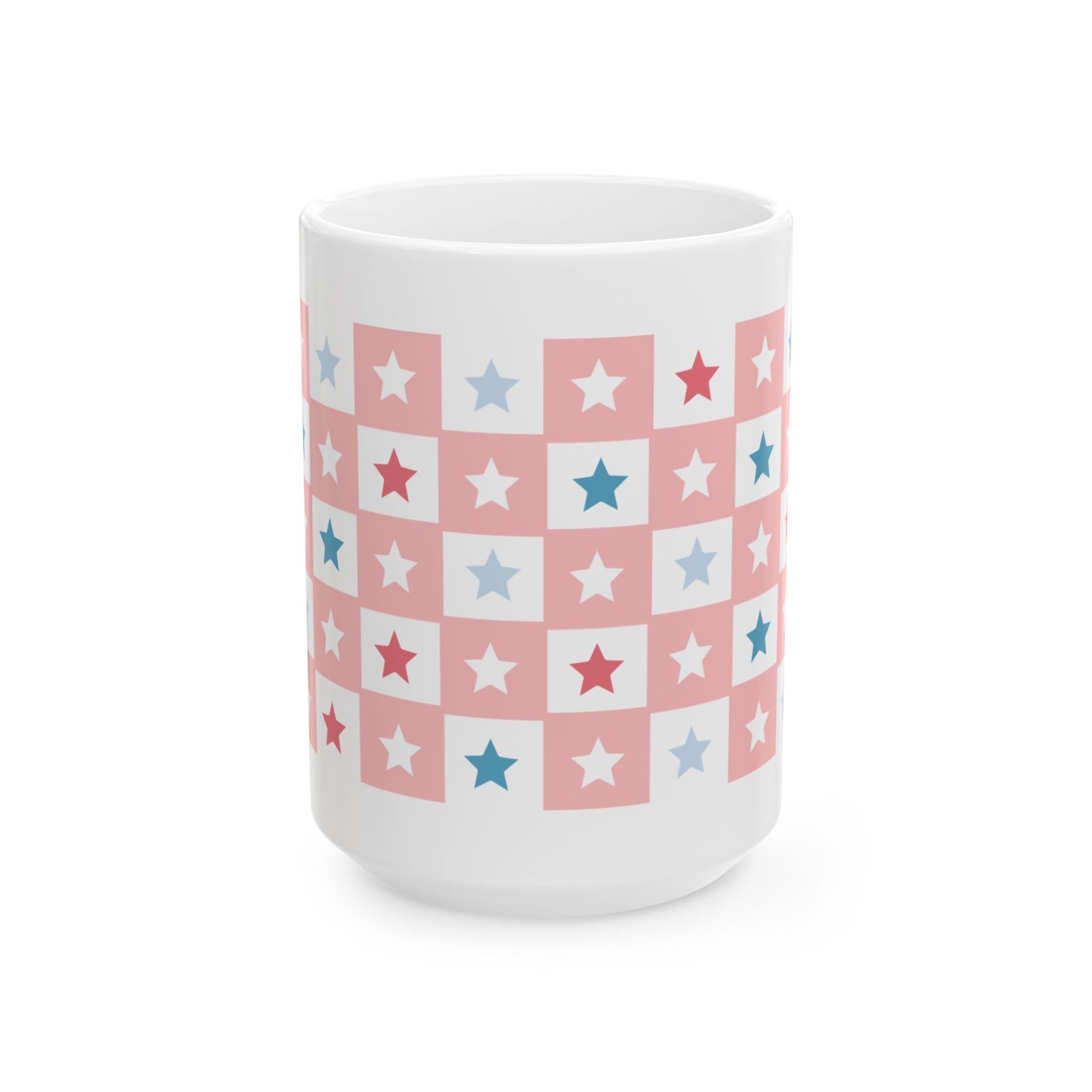 Checkered Stars Cute Ceramic Mug Coffee Cup (11oz & 15oz)