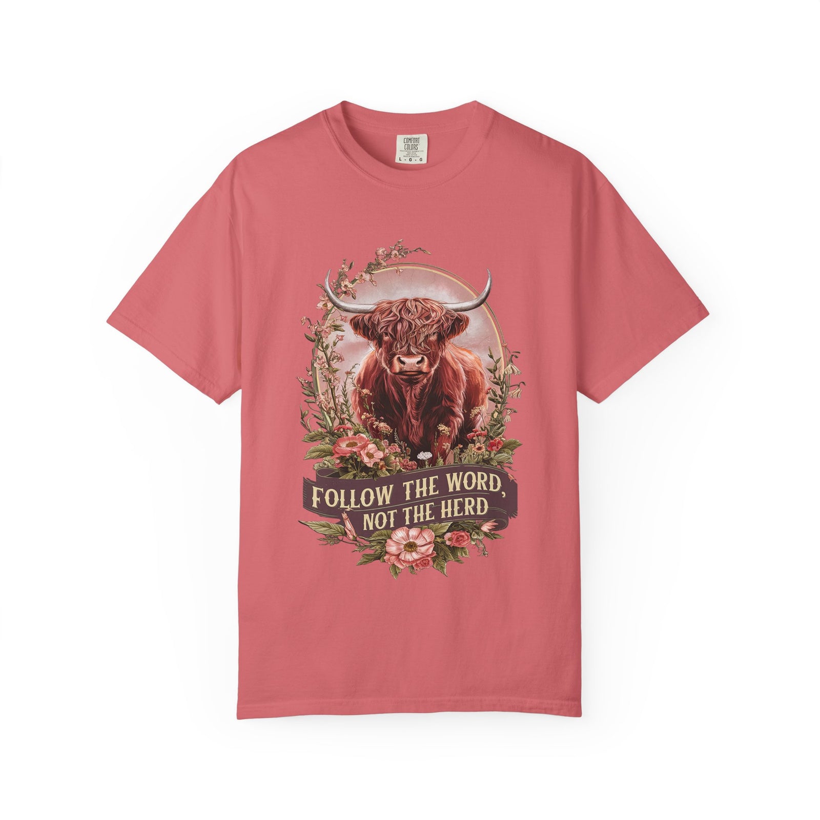 Follow the Word Not the Herd T-Shirt Cow Graphic Christian Faith Tee
