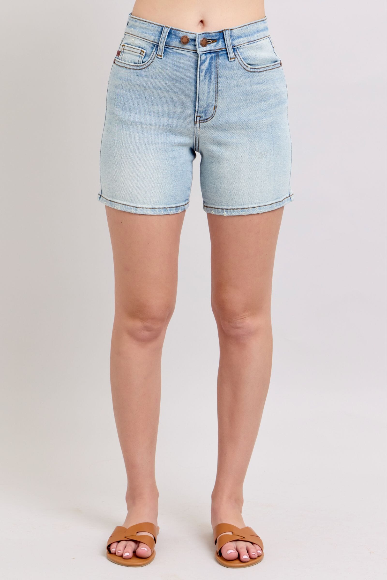 Judy Blue Full Size 2 Button Denim Shorts with Pockets Plus Size - Sydney So Sweet
