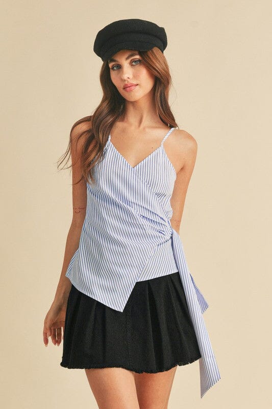 Aemi + Co Side Knotted Surplice Striped Cami - Sydney So Sweet