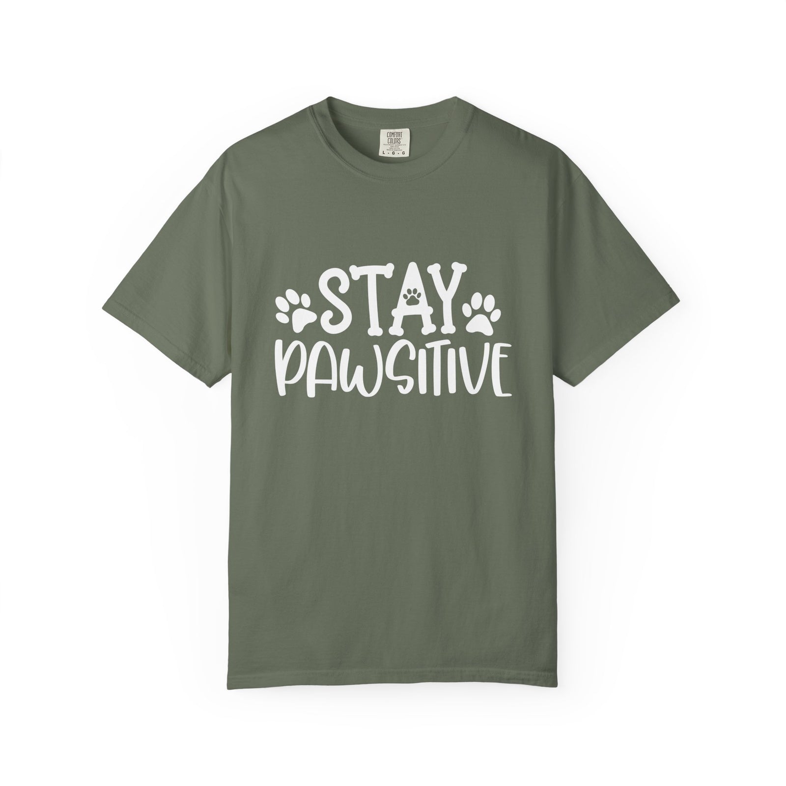 Stay Paw-sitive Paw Print T-Shirt Cute Dog Mom Graphic Tee