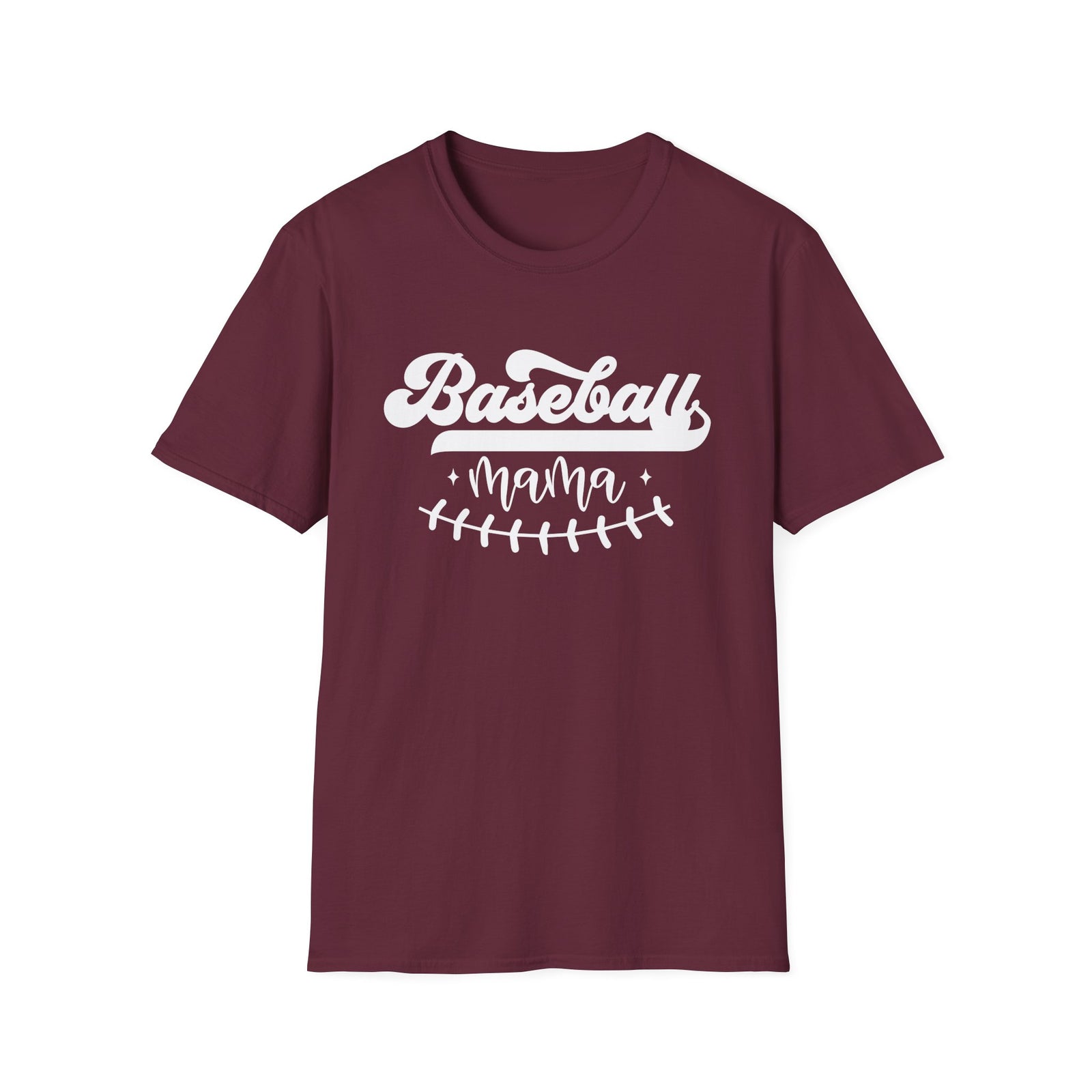 Baseball Mama Stitch Graphic T-Shirt Cute Sports Mom Tee (12 Team Colors)