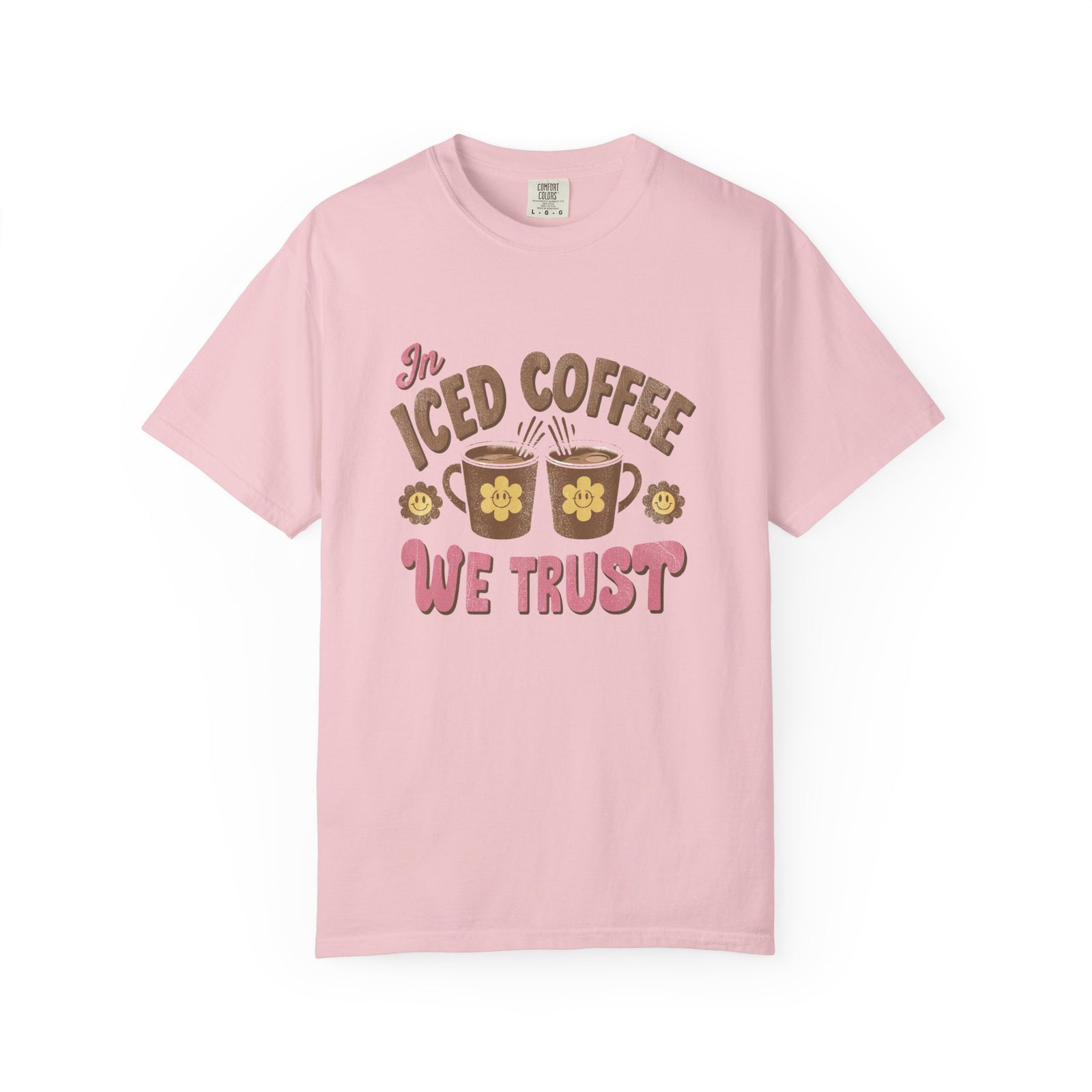 In Iced Coffee We Trust T-Shirt Vintage Distressed Coffee Lover Graphic Tee