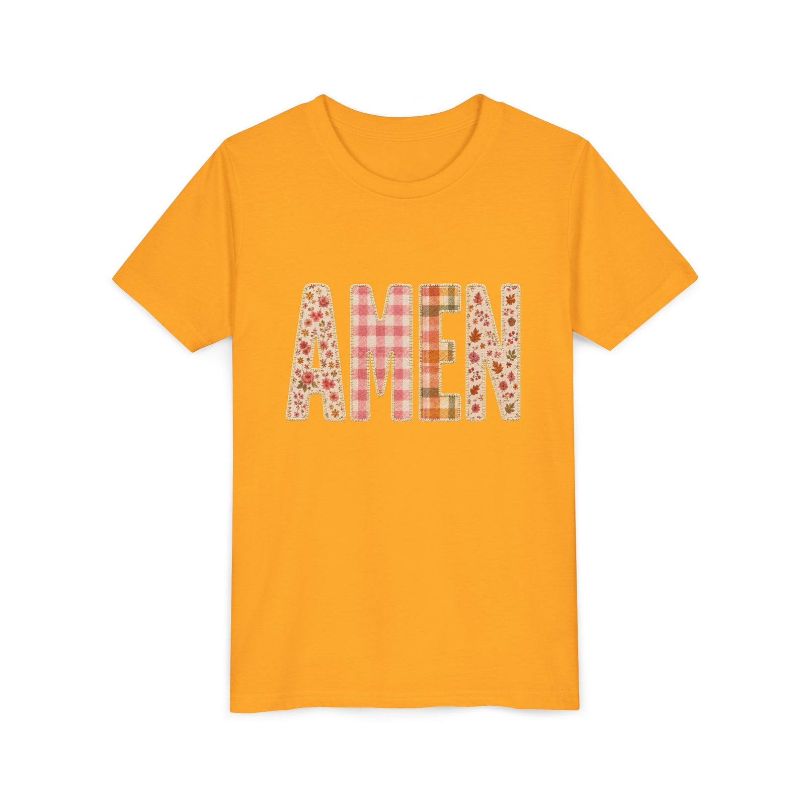 AMEN Floral Plaid Tee Kids Christian Graphic T-Shirt
