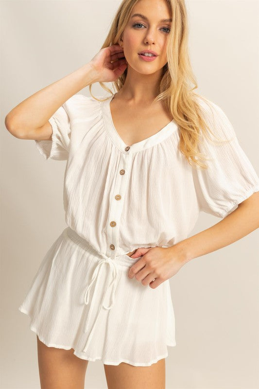 HYFVE Drawstring Hem Short Sleeve Top and Skort Set - Sydney So Sweet