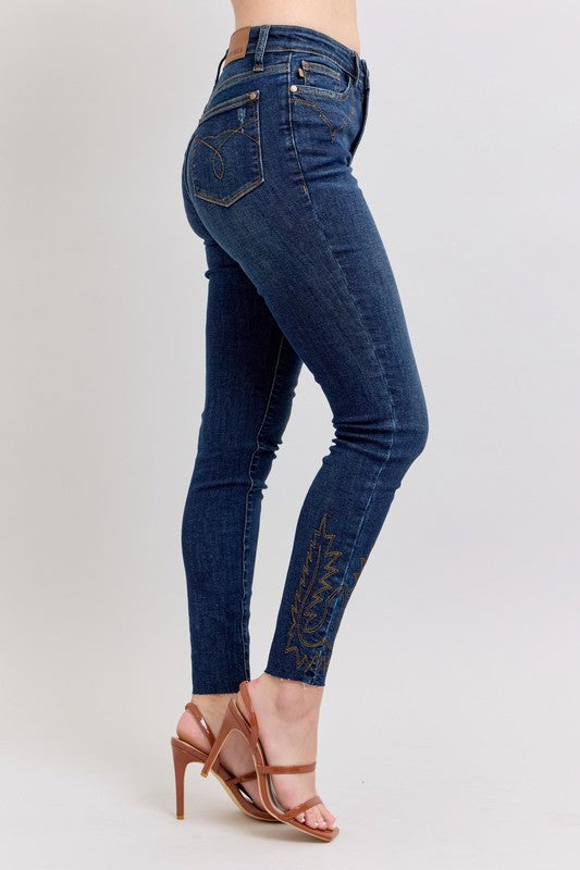 Judy Blue Full Size Embroidered High Rise Skinny Jeans Plus Size - Sydney So Sweet
