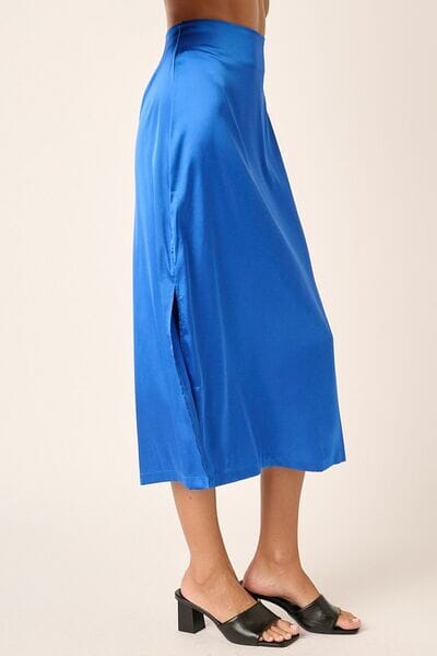 Mittoshop Side Slit Satin Midi Skirt - Sydney So Sweet