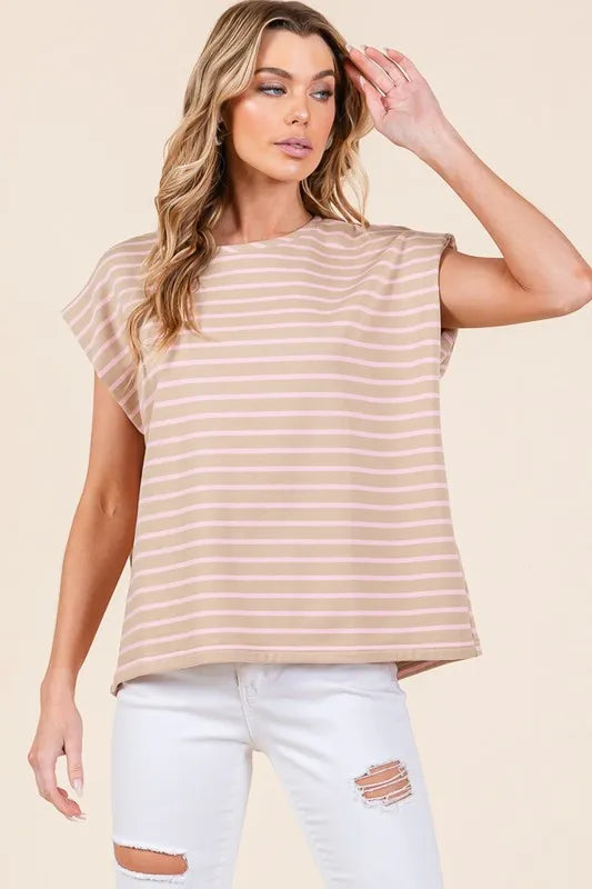 Lime 'N' Chili Striped Muscle Sleeve Top - Sydney So Sweet
