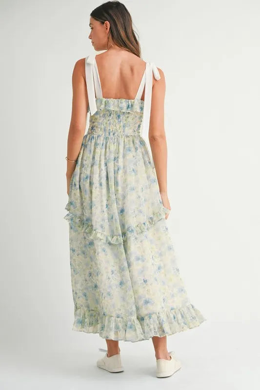 MABLE Floral Printed Shoulder Strap Midi Dress - Sydney So Sweet