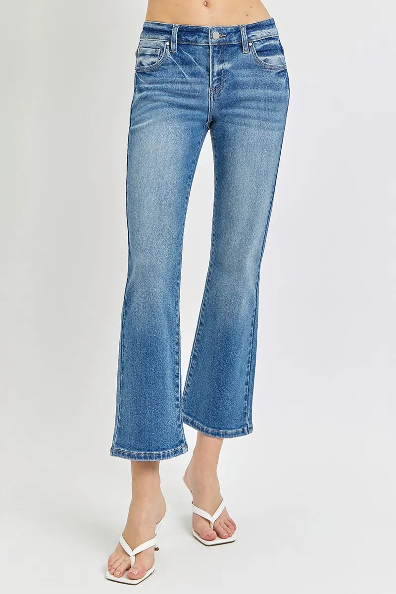 RISEN Full Size Low Rise Crop Flare Jeans Plus Size - Sydney So Sweet