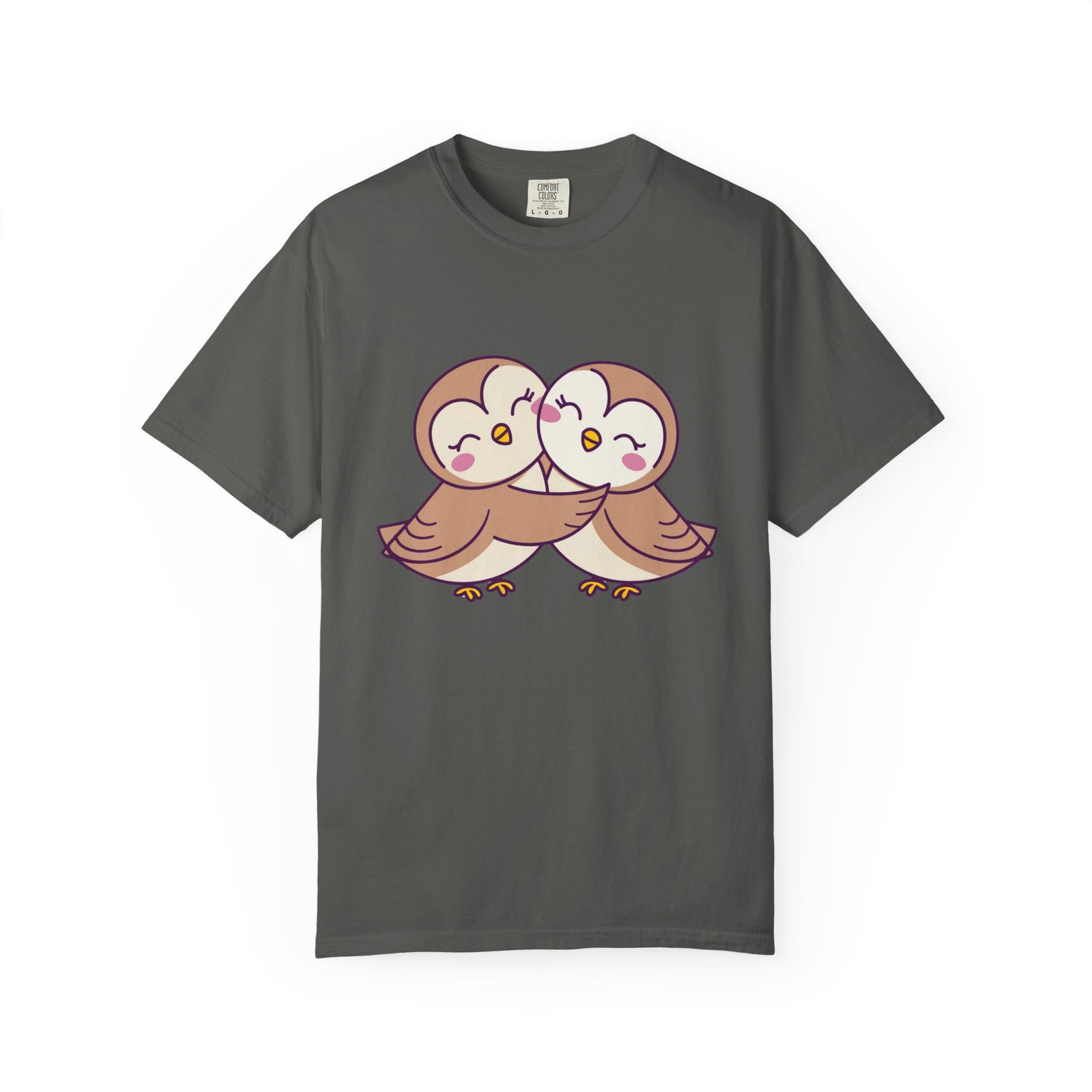 Cute Kissing Owls Graphic T-Shirt Unisex Short Sleeve Tee - Sydney So Sweet