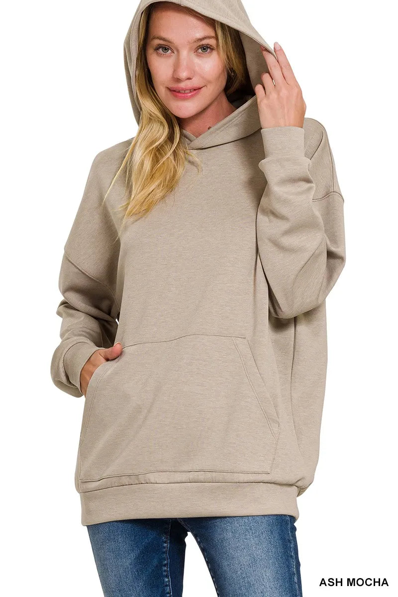 Zenana Oversized Scuba Hoodie with Kangaroo Pocket - Sydney So Sweet