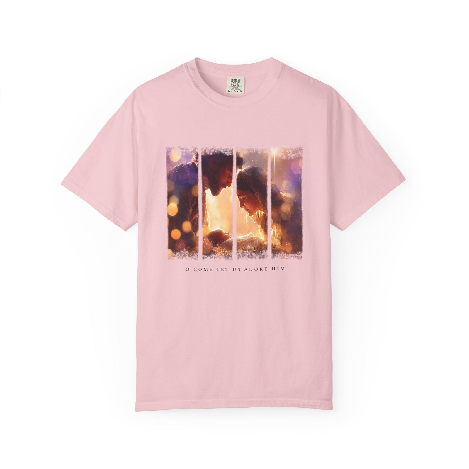 O Come Let Us Adore Him Holy Family Christmas T-Shirt Christian Graphic Tee