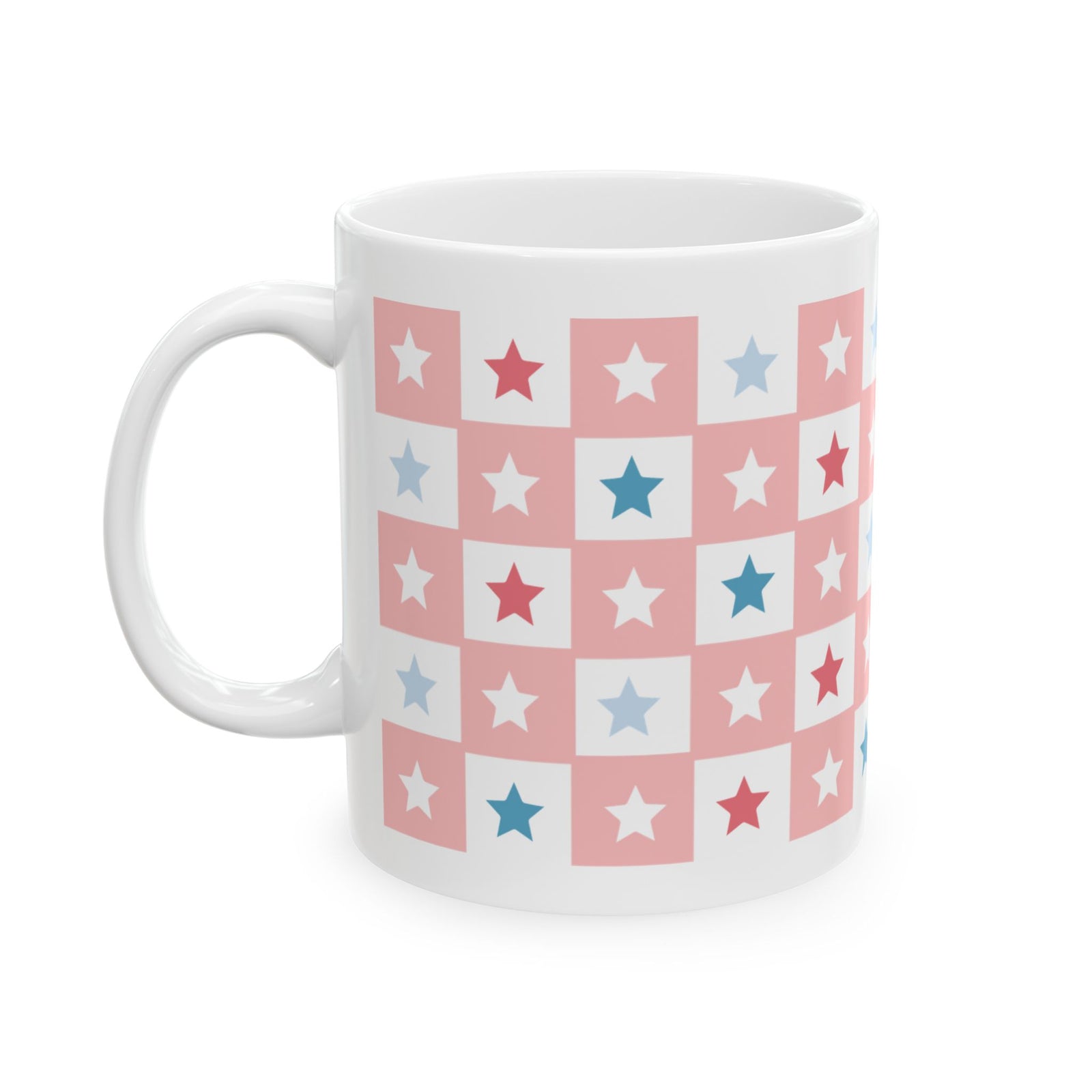 Checkered Stars Cute Ceramic Mug Coffee Cup (11oz & 15oz)