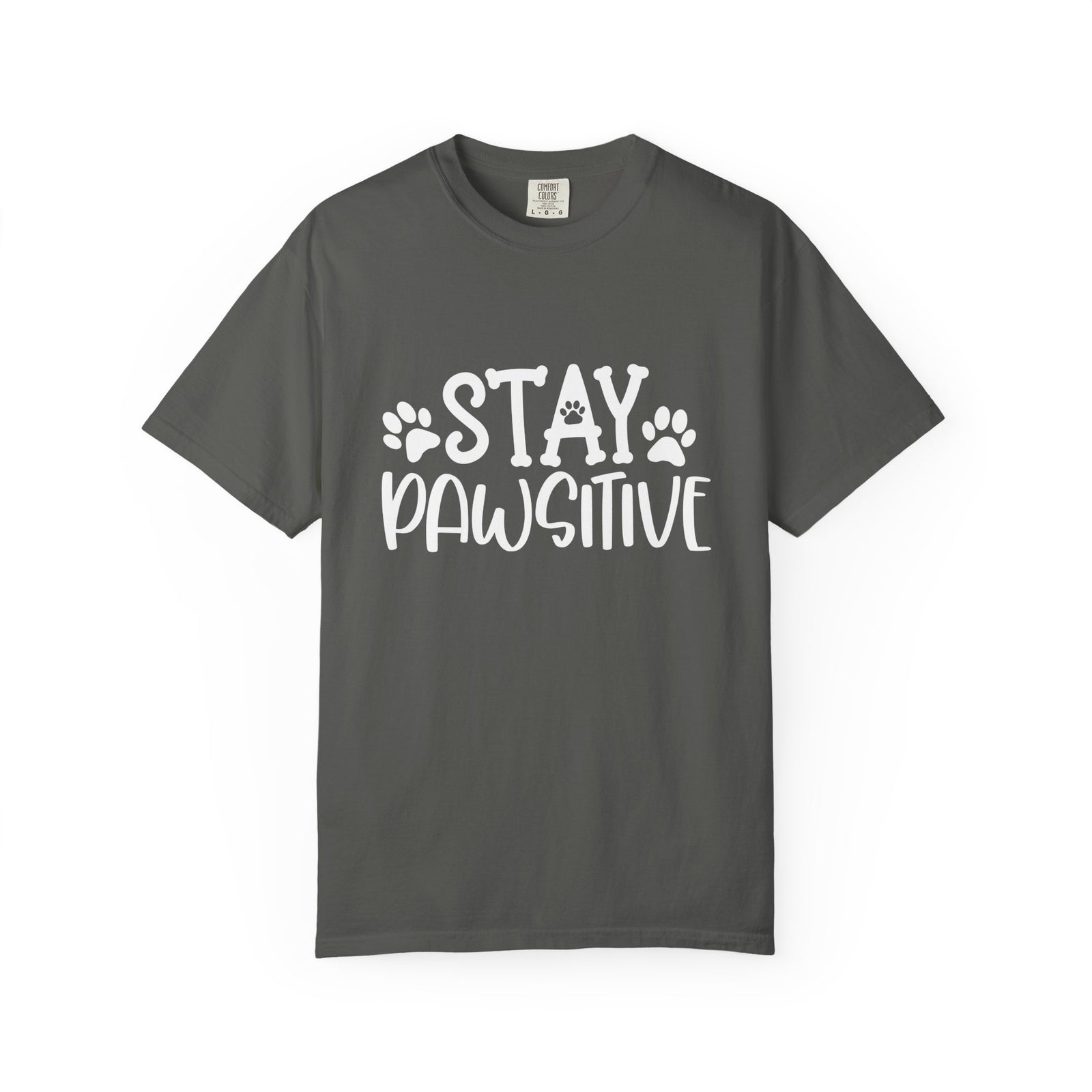 Stay Paw-sitive Paw Print T-Shirt Cute Dog Mom Graphic Tee