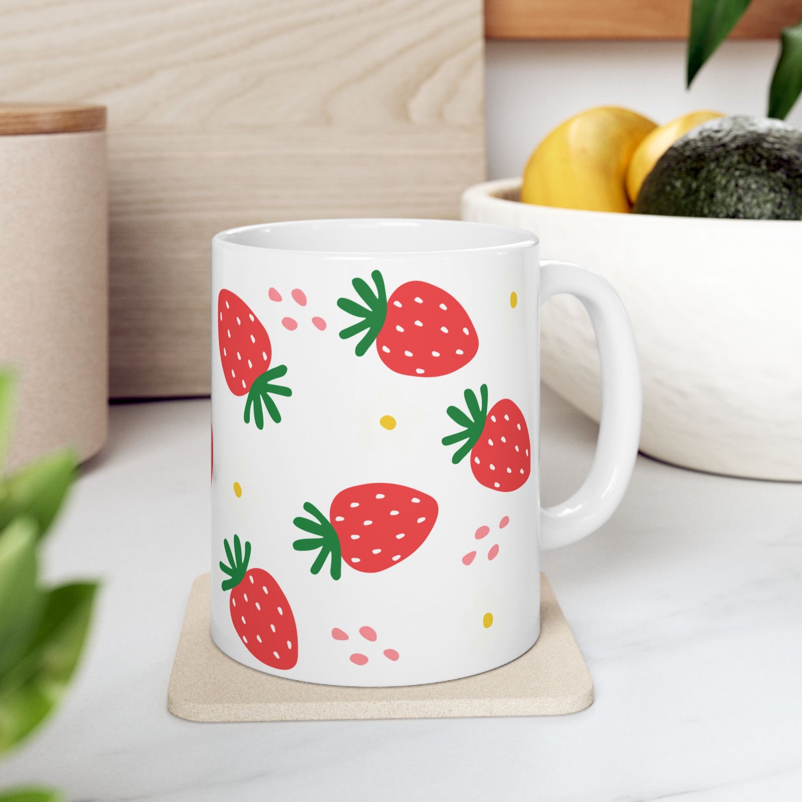 Strawberries Cute Ceramic Mug Coffee Cup (11oz & 15oz)