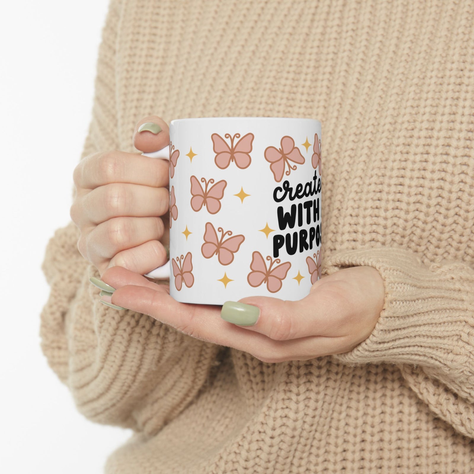 Created With a Purpose Cute Ceramic Mug Coffee Cup (11oz & 15oz)