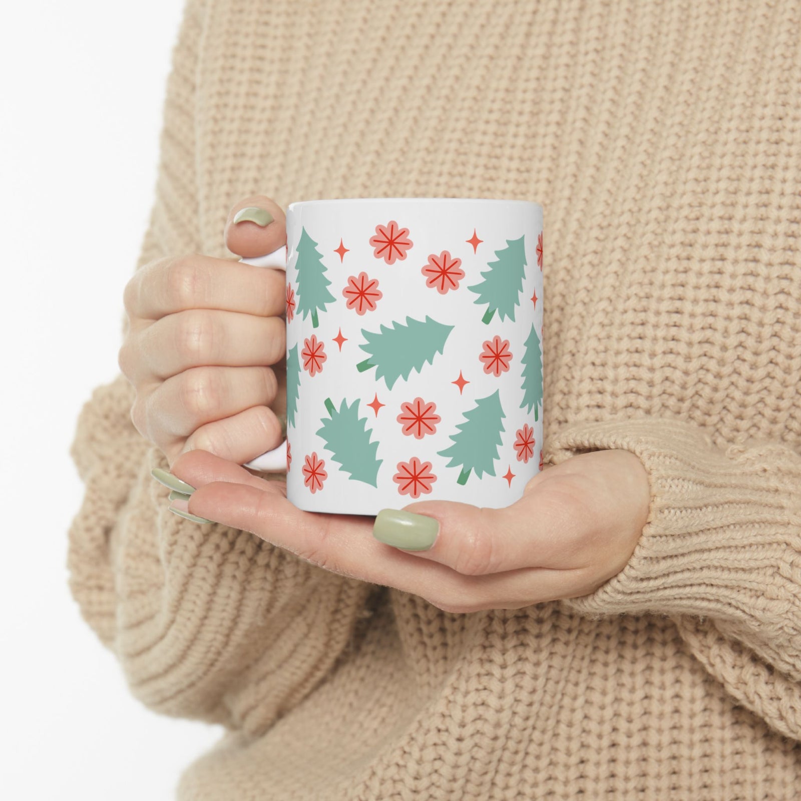 Holly Jolly Christmas Holiday Ceramic Mug Coffee Cup (11oz & 15oz)