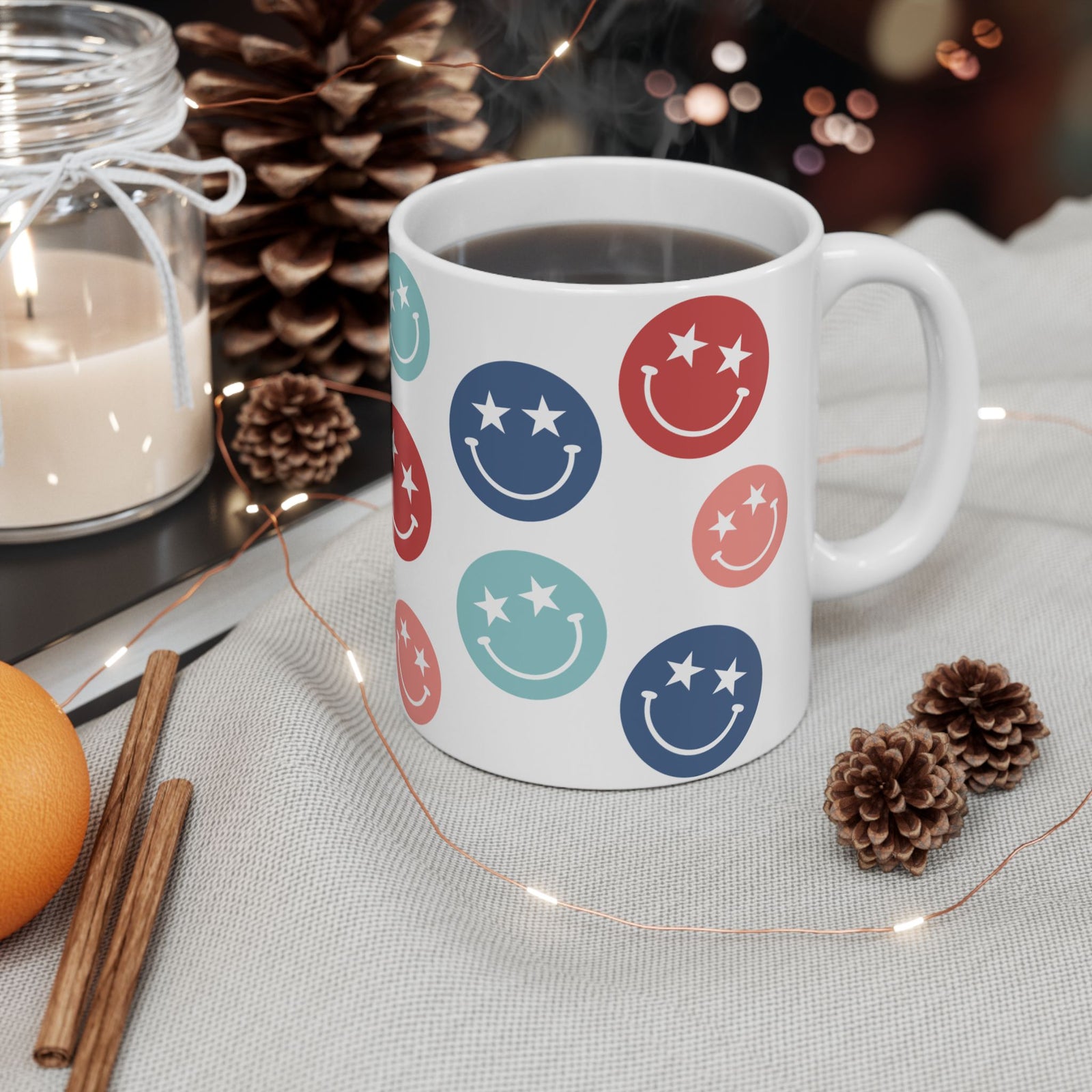 Star Smiley Cute Ceramic Mug Coffee Cup (11oz & 15oz)