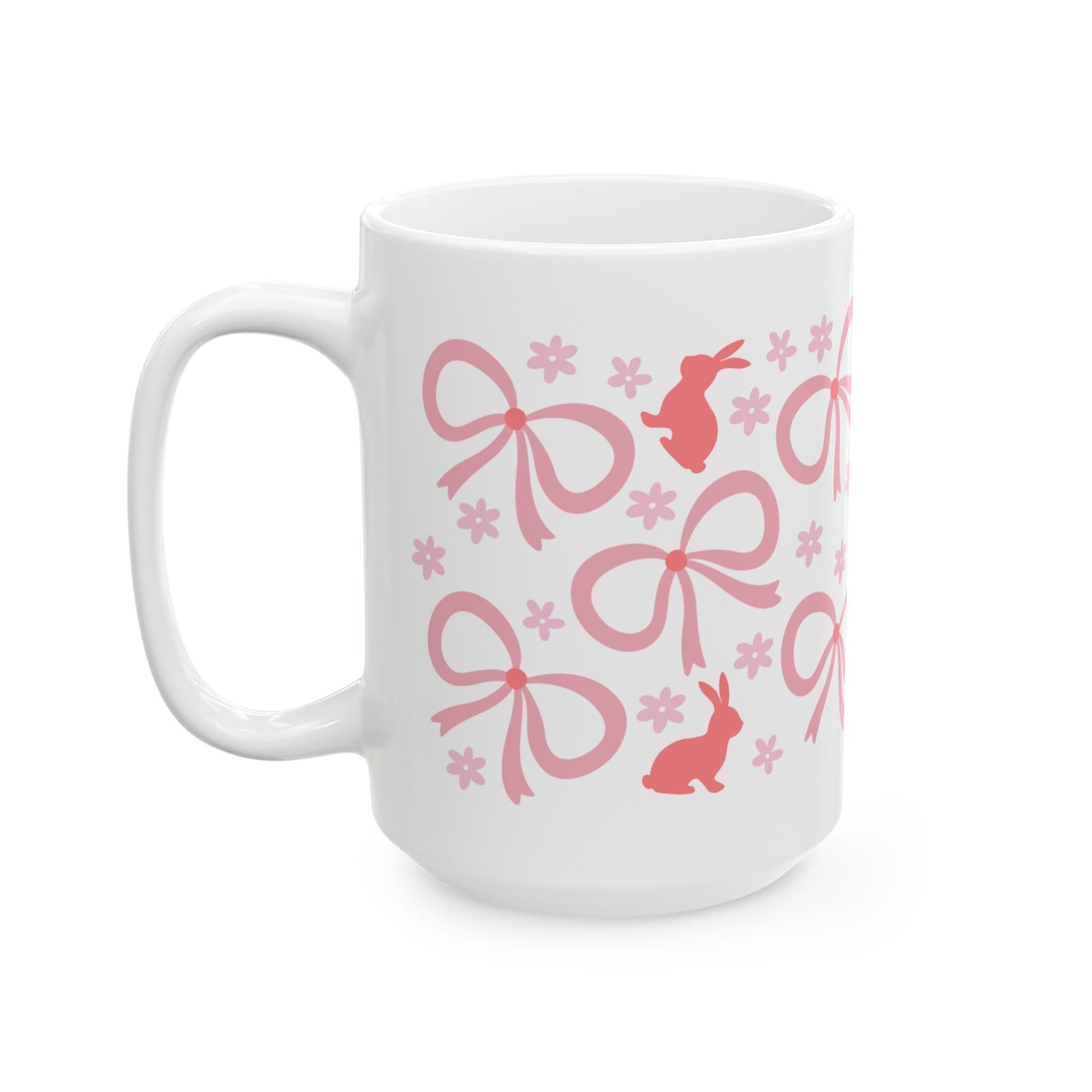 Pink Bunny Bows Cute Ceramic Mug Coffee Cup (11oz & 15oz)