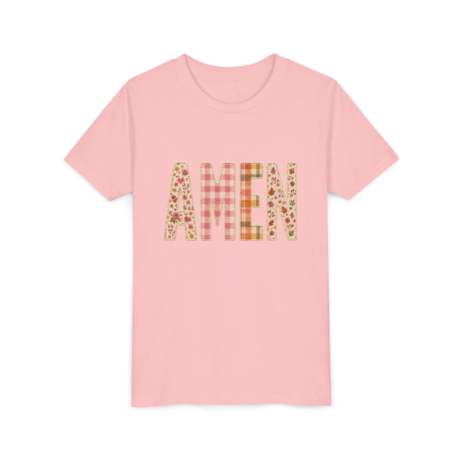 AMEN Floral Plaid Tee Kids Christian Graphic T-Shirt