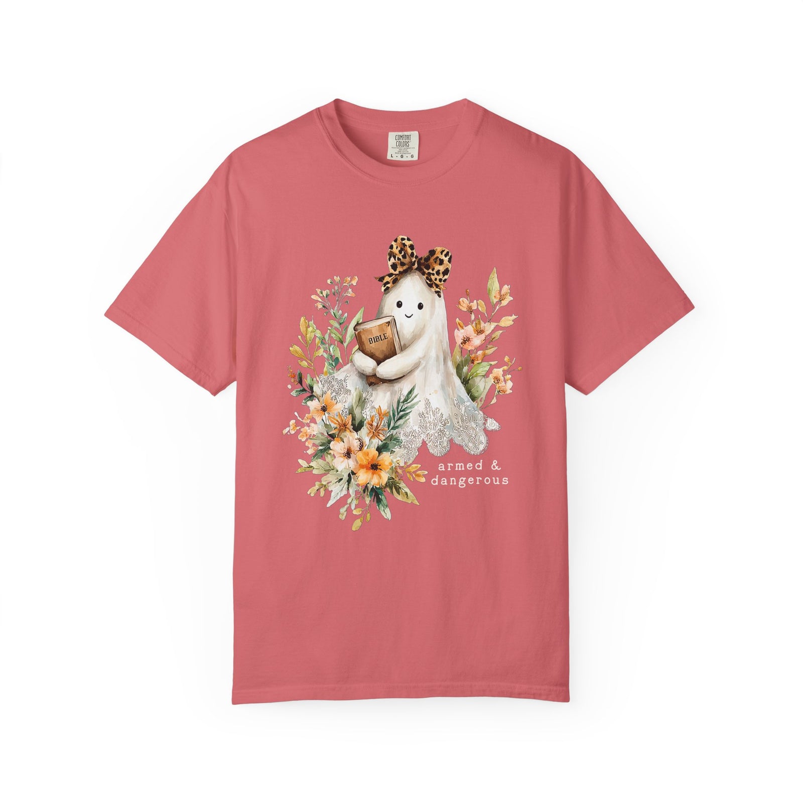 Bible Ghost Floral Tee Armed & Dangerous Cute Halloween Graphic T-Shirt