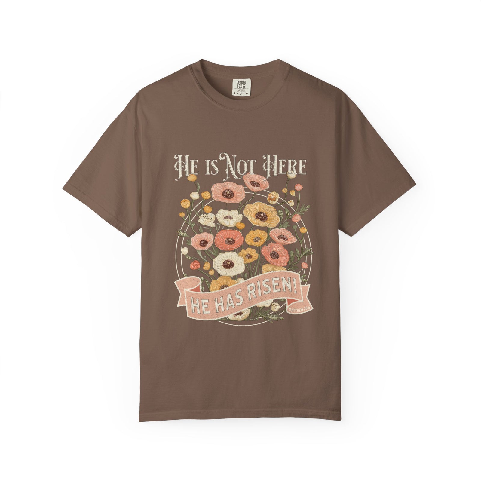 He Is Not Here He Has Risen Floral Unisex Easter T-Shirt Distressed Christian Tee