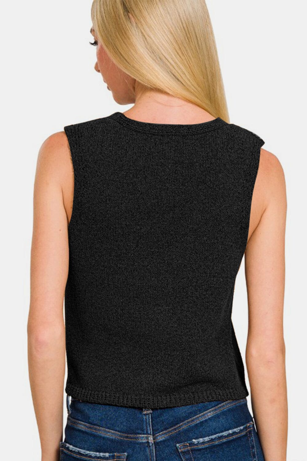 Zenana Hook and Eye Closure V-Neck Sweater Vest - Sydney So Sweet