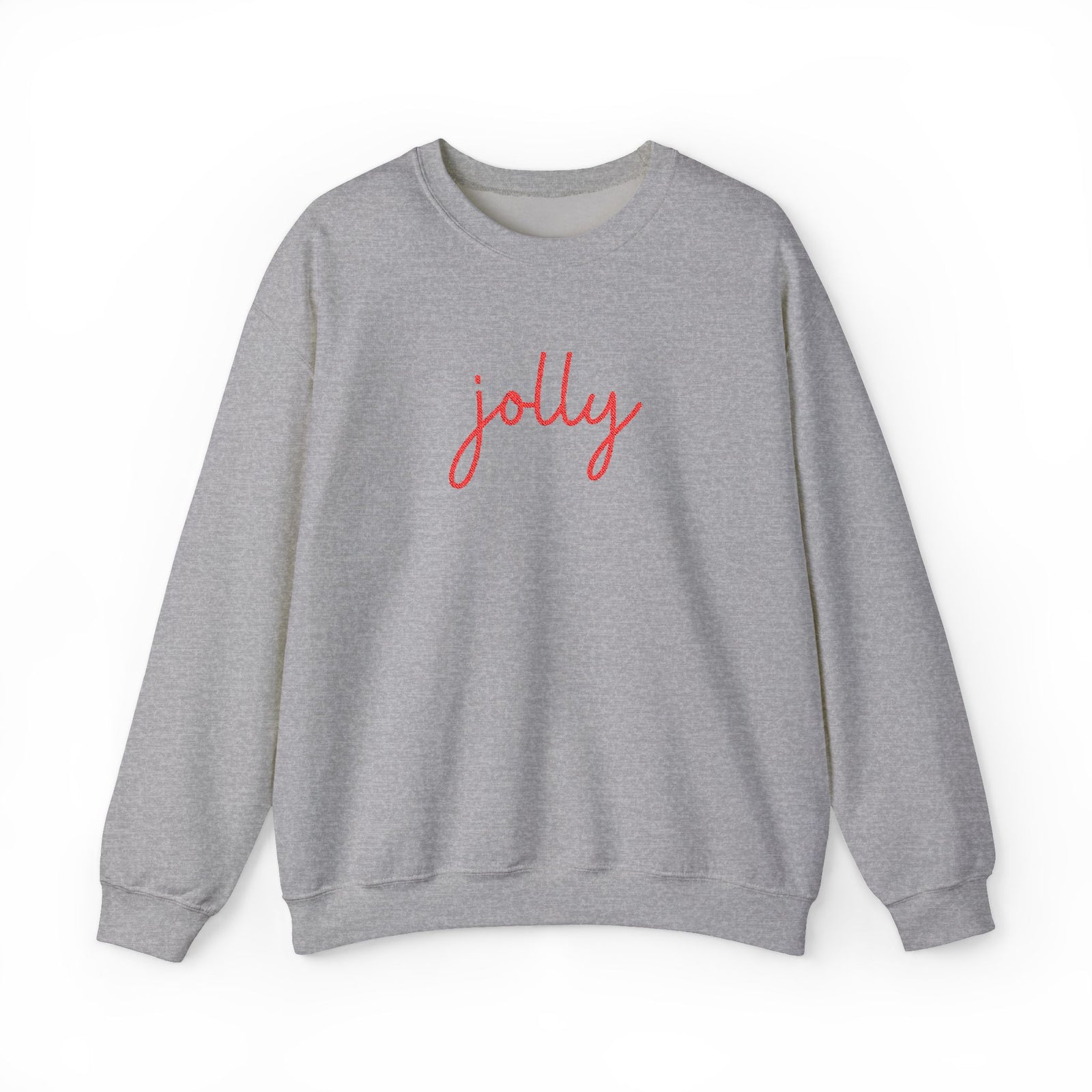 Jolly Red Script Heavy Blend Women's Crewneck Embroidered Christmas Holiday Sweatshirt - Sydney So Sweet