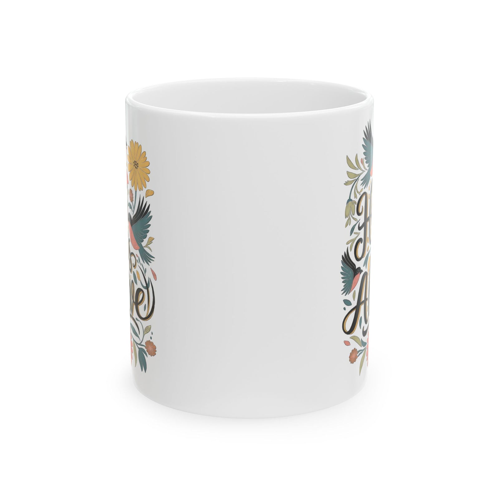 He is Alive Floral Birds Easter Christian Ceramic Mug Coffee Cup (11oz & 15oz)