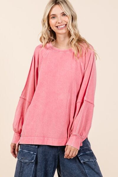 Mittoshop Mineral Wash Raglan Long Sleeve Oversized Top - Sydney So Sweet