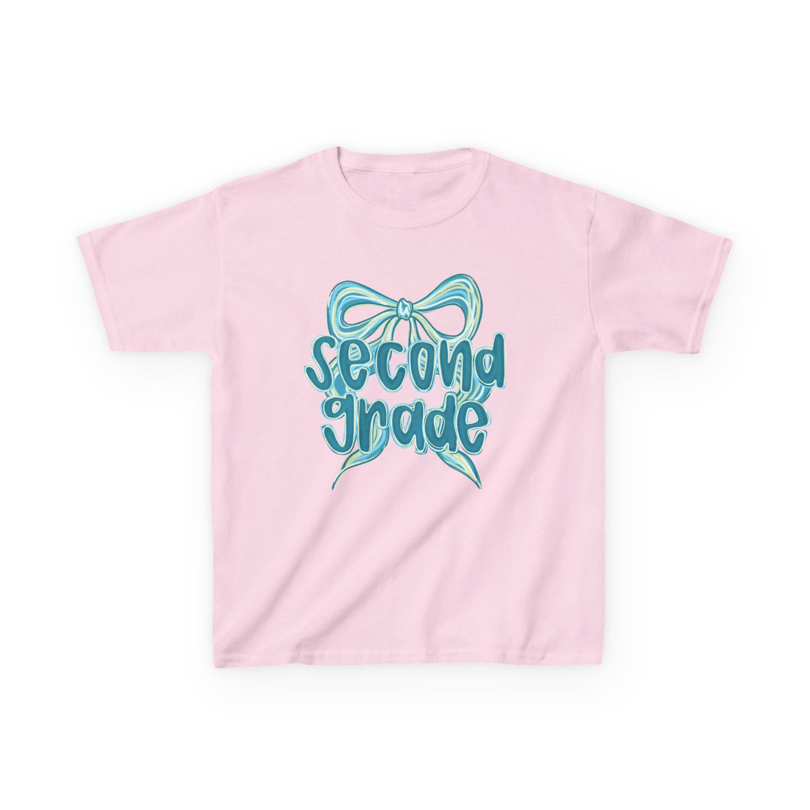 Second Grade Kids Tee Cute Blue Coquette Bow Back to School 2nd Grade T-Shirt