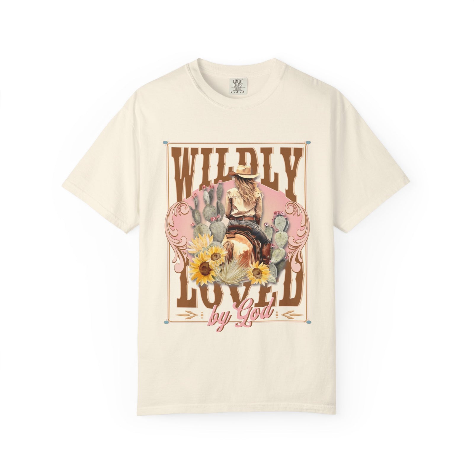 Wildly Loved by God Graphic Tee Vintage Cowgirl Sunflower T-Shirt