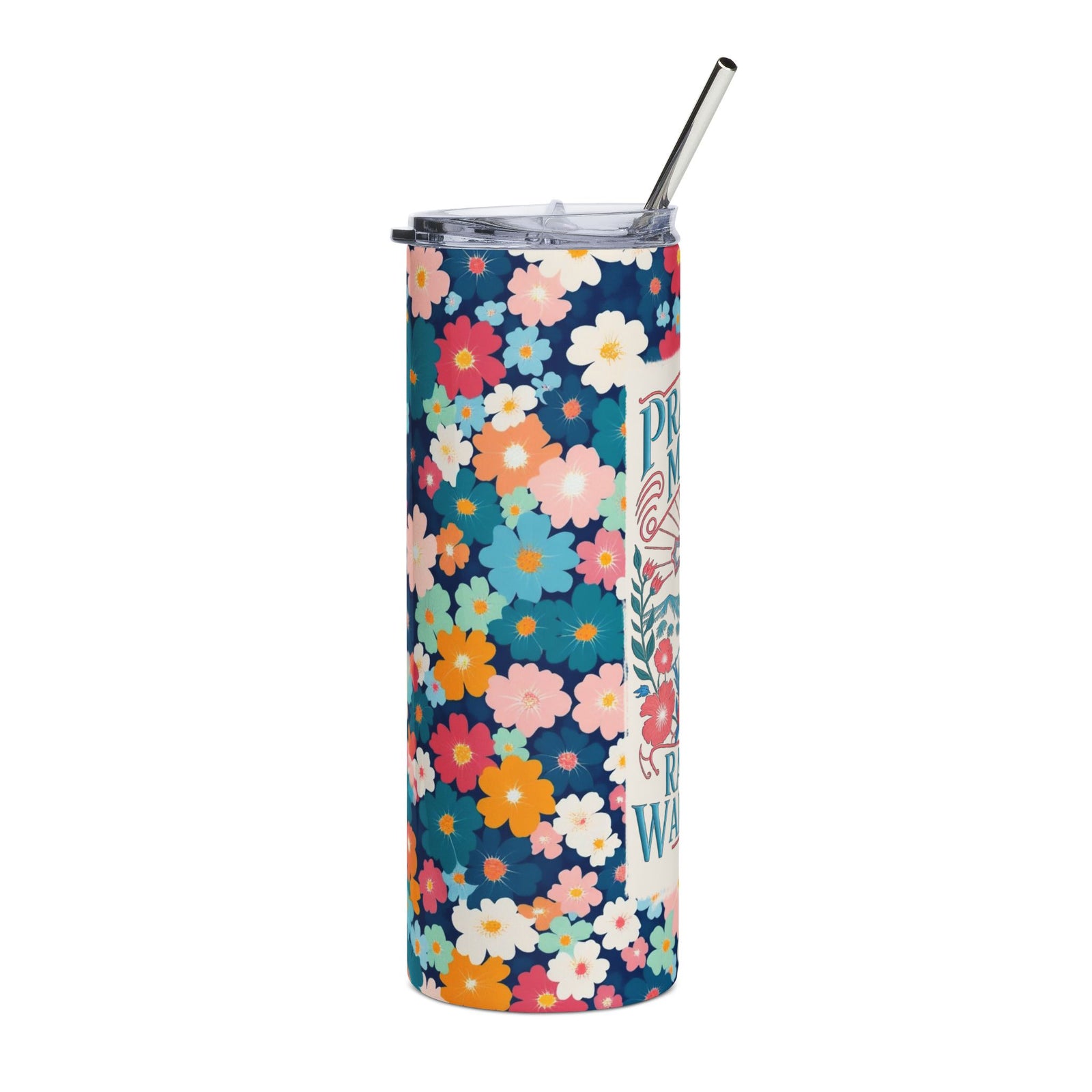 Praying Mama Raising Warriors 20oz Stainless Steel Tumbler Inspirational Christian Travel Cup
