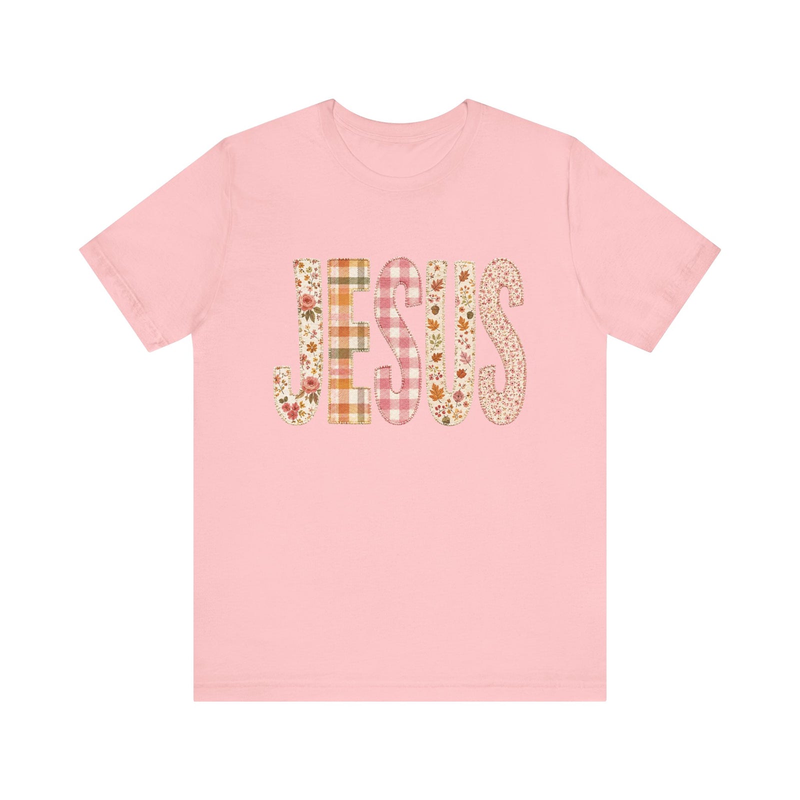 JESUS Floral Plaid Tee Women's Christian Graphic T-Shirt