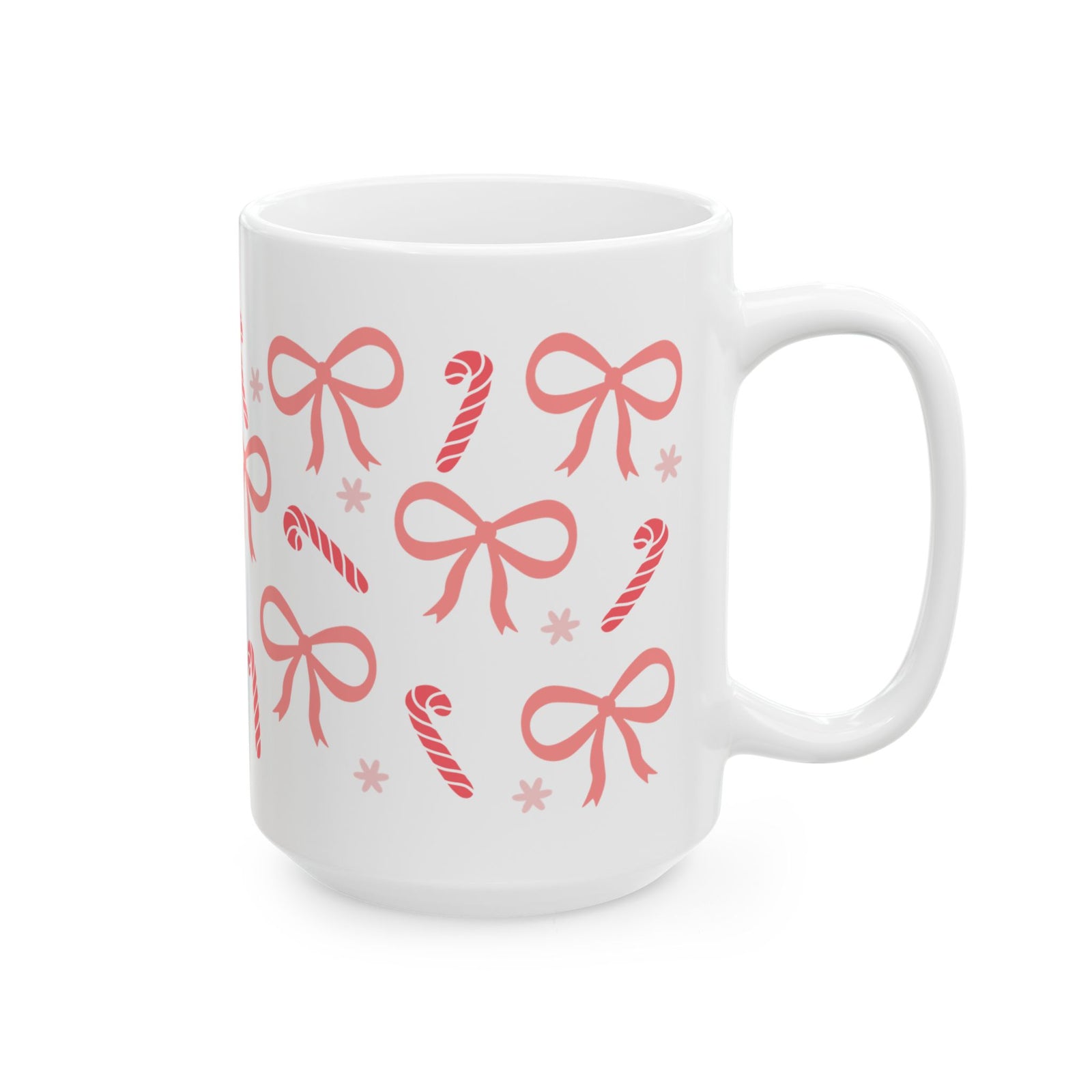 Candy Cane Coquette Christmas Ceramic Mug Coffee Cup (11oz & 15oz)