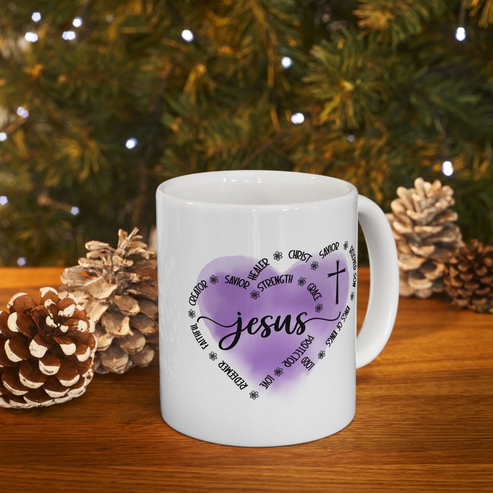 Jesus King of Kings - Christian Cross Coffee Cup (11oz & 15oz) - Sydney So Sweet