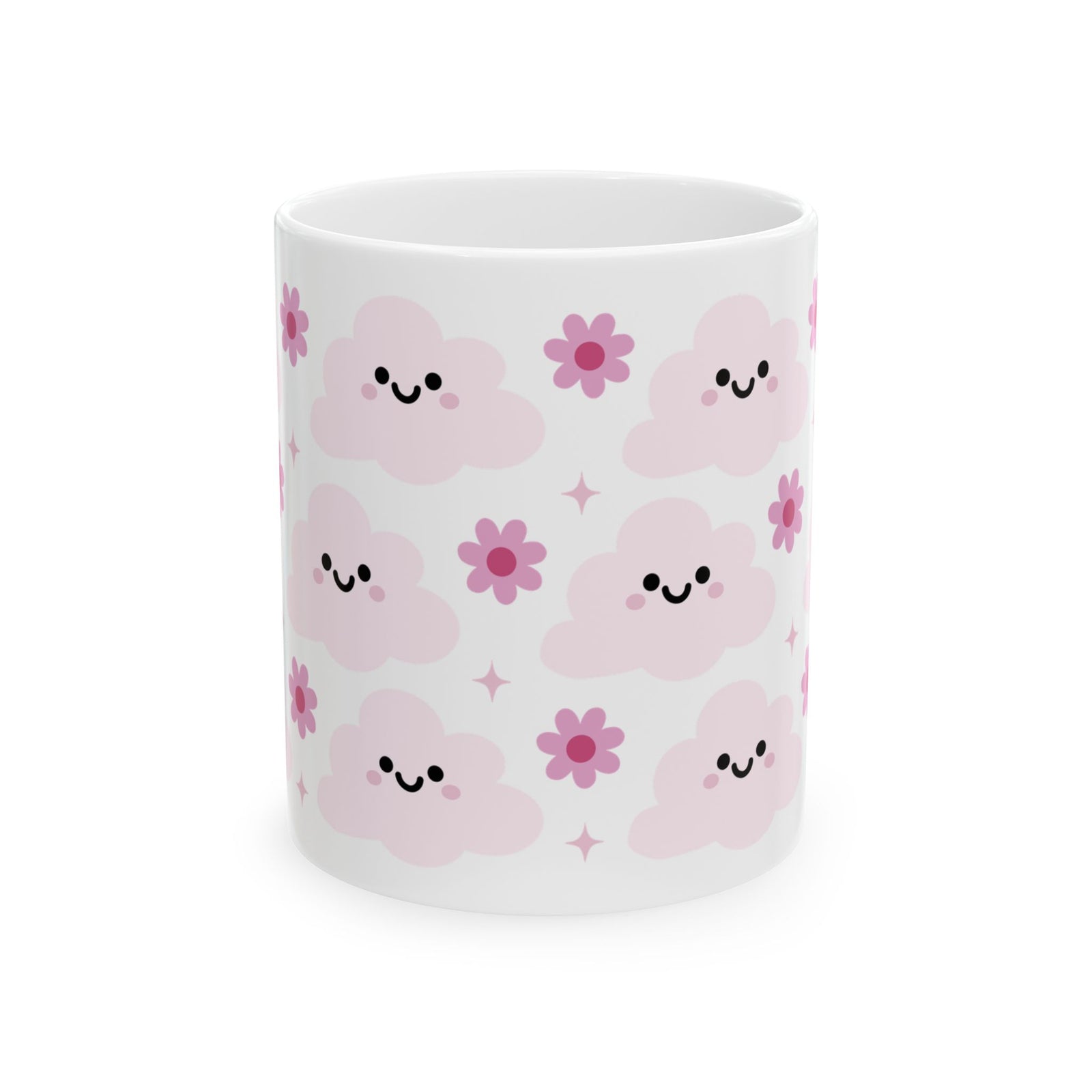 Happy Cloud Pink Cute Ceramic Mug Coffee Cup (11oz & 15oz)