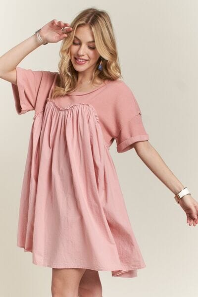 ADORA Round Neck Half Sleeve Babydoll Dress - Sydney So Sweet