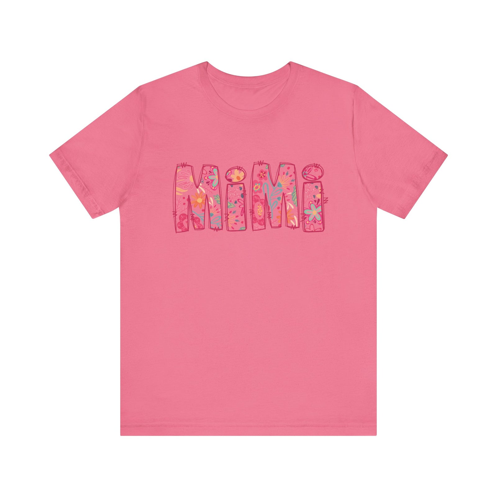 Mimi Boho Pink Floral Graphic T‑Shirt Flower Pattern Grandmother Tee