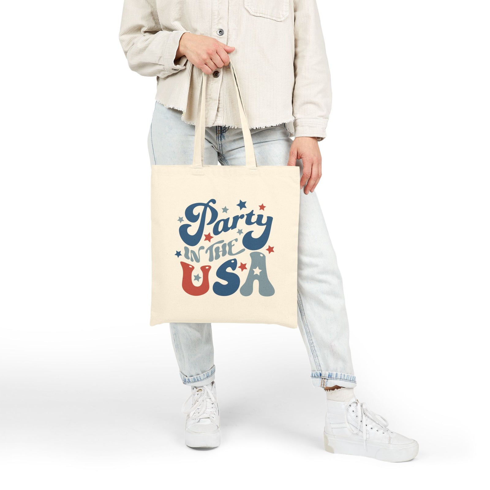 Party in the USA Patriotic 4th of July Cotton Canvas Tote Bag