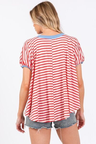 Ces Femme Striped Round Neck Short Sleeve T-Shirt - Sydney So Sweet