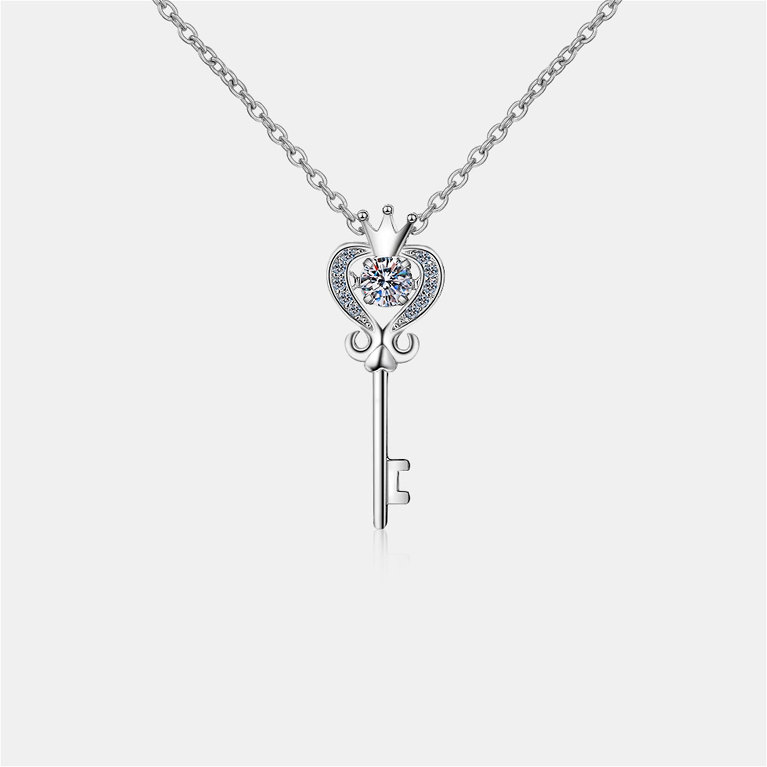 Key Shape Moissanite 925 Sterling Silver Necklace - Sydney So Sweet