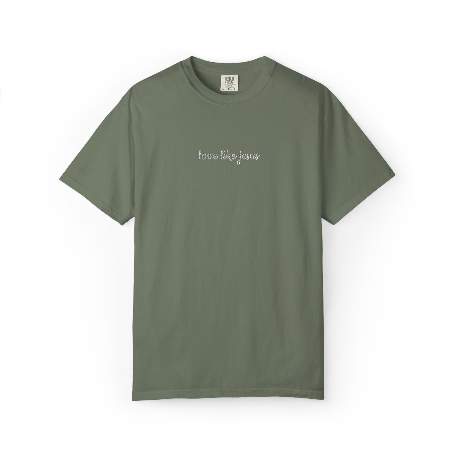 Love Like Jesus Embroidered Script Tee Christian T-Shirt