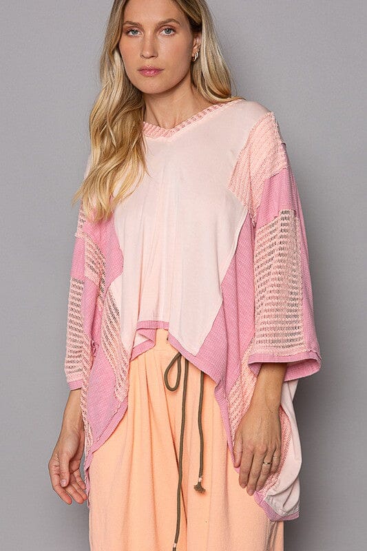 POL High-Low Contrast V-Neck Top - Sydney So Sweet