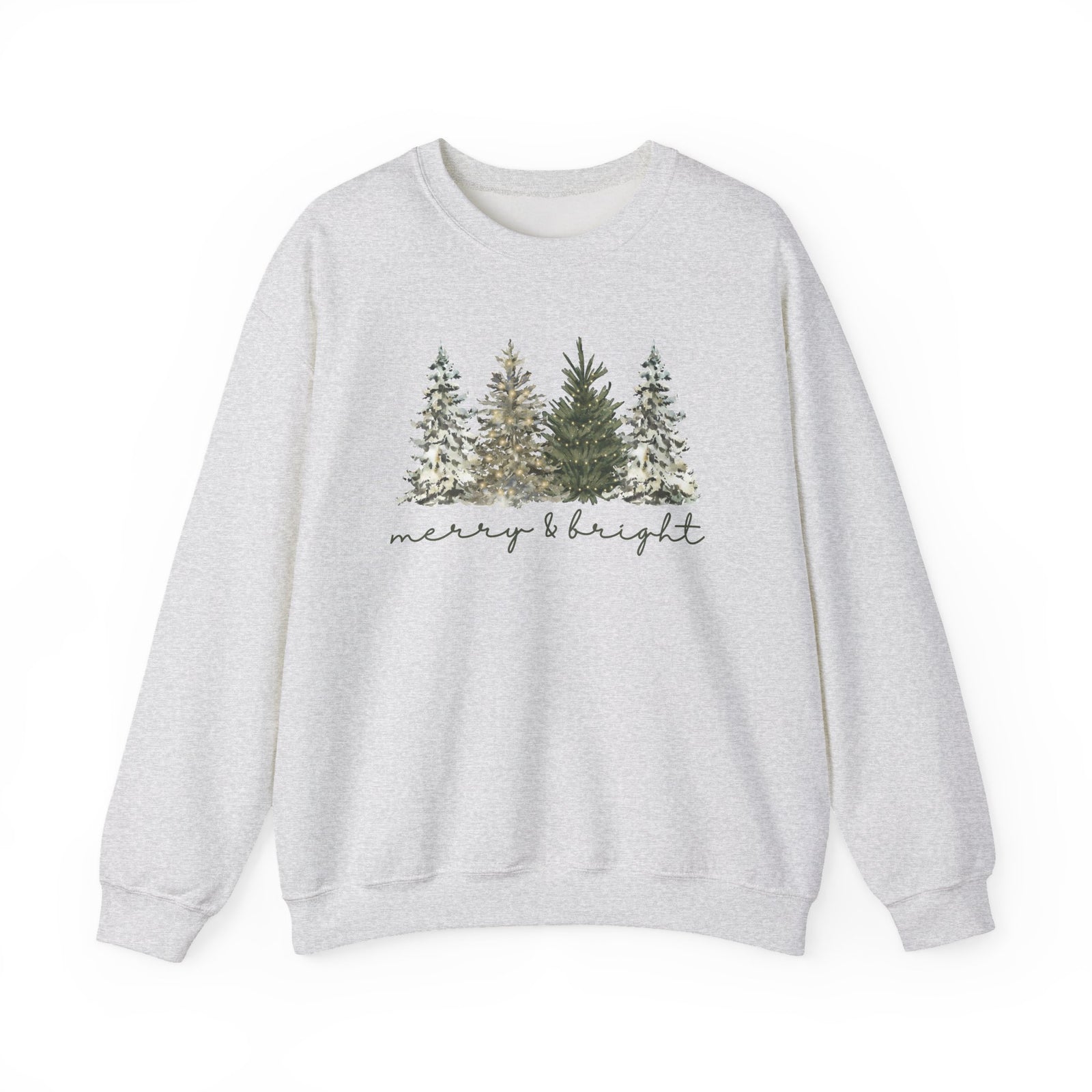 Merry & Bright Winter Trees Heavy Blend Unisex Crewneck Cozy Christmas Sweatshirt - Sydney So Sweet