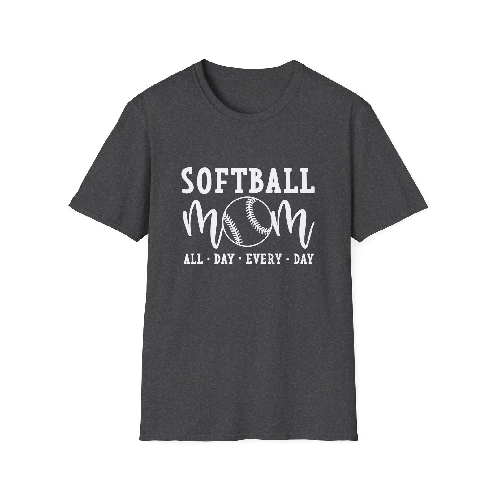 Softball Mom All Day Graphic T-Shirt Cute Sports Mom Tee (12 Team Colors)