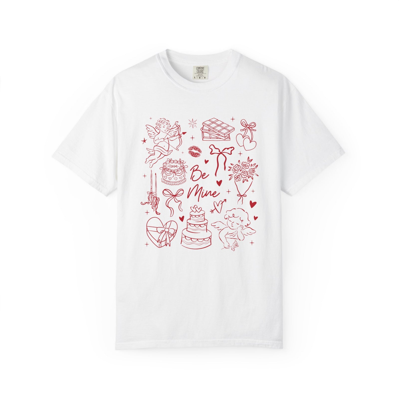 Be Mine Valentine's Day Doodles Cute Graphic Unisex Short Sleeve Tee